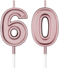 60th Birthday Candles Cake Numeral Candles Happy Birthday Cake Candles Topper Decoration for Birthday Wedding Anniversary Celebration Supplies (Gold) Home & Garden > Decor > Home Fragrances > Candles Frienda Rose Gold  