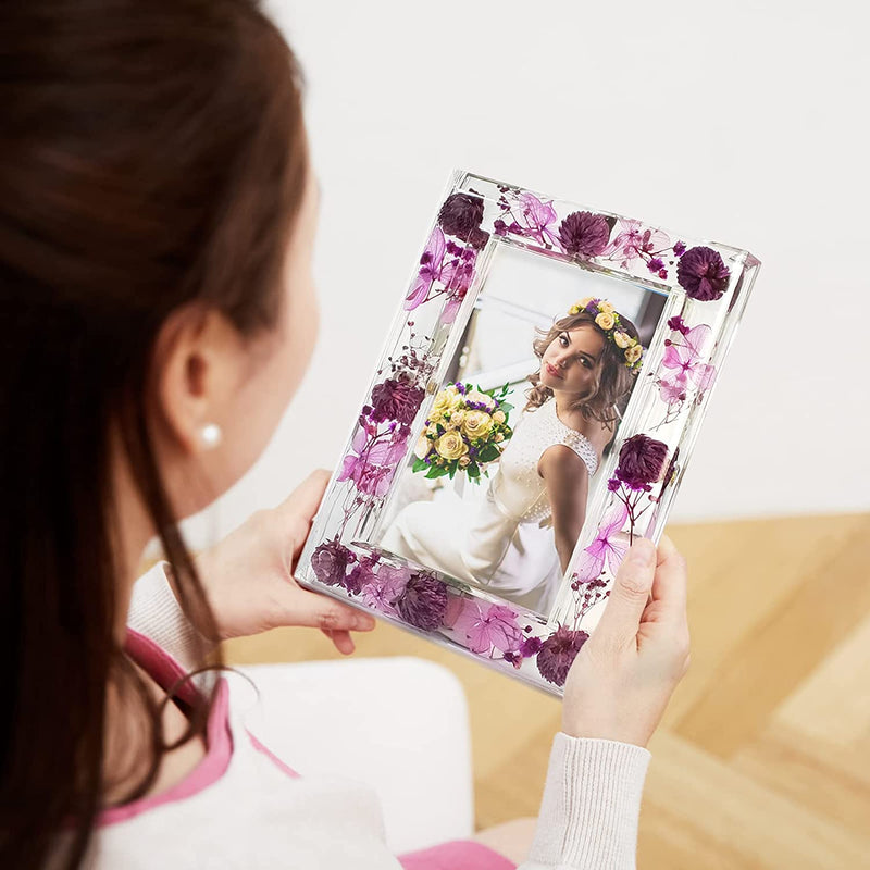 FONMY 5X7 Picture Frame Purple Flower Acrylic Frame for Wall Decor and Tabletop Display Worth Memorial Gifts Picture Frames Unique Photo Frame with Pink Dried Flowers as Home Decoration Home & Garden > Decor > Seasonal & Holiday Decorations Walcohome   