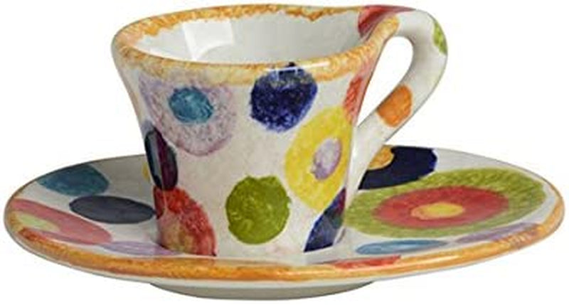 Sugar Bowl with Lid, Ceramic Dish Italian Dinnerware - Circle Candy Bowl with Lid - Bright, Colorful and Handmade in Italy from Our POP Collection Home & Garden > Kitchen & Dining > Tableware > Dinnerware EMBRACE LA GRANDE VITA CIRCLES Espresso Cup & Saucer 
