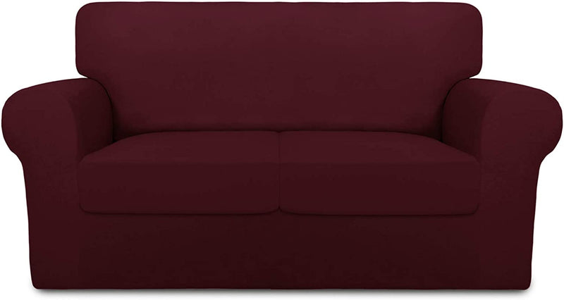 Purefit 4 Pieces Super Stretch Chair Couch Cover for 3 Cushion Slipcover – Spandex Non Slip Soft Sofa Cover for Kids, Pets, Washable Furniture Protector (Sofa, Brown) Home & Garden > Decor > Chair & Sofa Cushions PureFit Wine Medium 