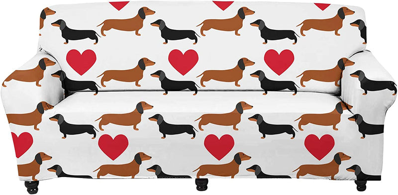 Doginthehole African Ethnic Style Sofa Slipcover Stretch Sofa Slipcover,Non Slip Fabric Couch Covers for Sectional Sofa Cushion Covers Furniture Protector Home & Garden > Decor > Chair & Sofa Cushions doginthehole Dachshund & Red Heart X-Large 