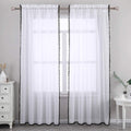 SPXTEX White Sheer Curtains 96 Inches Long Navy Pom Poms Curtains for Bedroom Light Filtering Long Semi Sheer Curtains for Living Room Farmhouse Window Treatment Curtains 2 Panels 38 X 96 Length Home & Garden > Decor > Window Treatments > Curtains & Drapes SPXTEX Black W52 x L72 