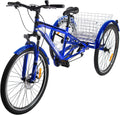 H&ZT Tricycle for Adults, 3 Wheeled Bikes for Adults，Trike Cruiser Bike, W/Large Basket & Maintenance Tools & Shimano Derailleur & Parking Brake Handle Sporting Goods > Outdoor Recreation > Cycling > Bicycles H&ZT MTB- Blue 27.5" Mtb 