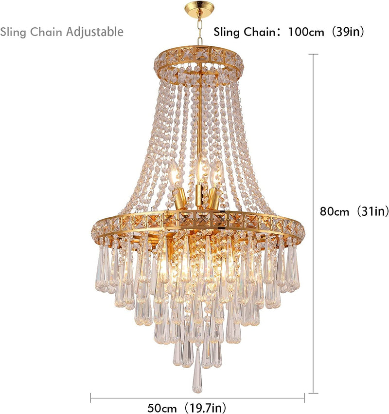 SIKIBODS Crystal Chandeliers for Foyer Entryway Luxury K9 Modern Chandelier Lighting Gold 9-Light Bulb Apply Ceiling Hanging Dining Room and Living Room Home & Garden > Lighting > Lighting Fixtures > Chandeliers SIKIBODS   