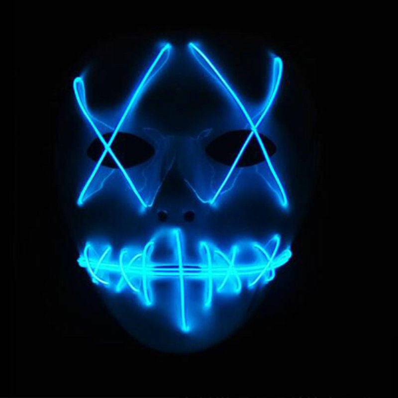 Spencer Scary Halloween LED Glow Mask Flash and Glowing EL Wire Light up the Purge Movie Costume Party Mask with 2AA Batteries "Fluorescent Green" Apparel & Accessories > Costumes & Accessories > Masks Spencer Dark Blue  