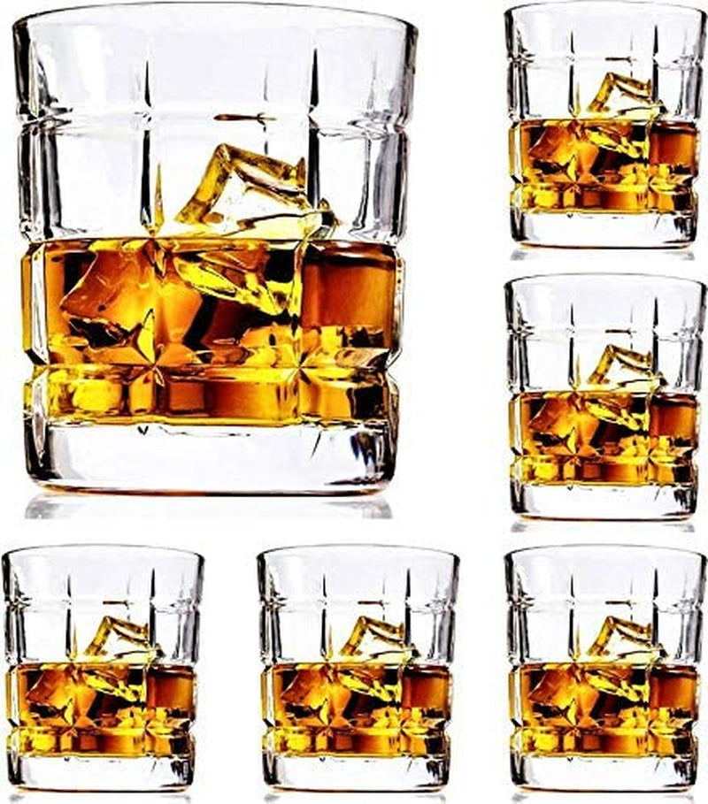 Premium Crystal Whiskey Glasses Set of 6, Large Lead-Free Crystal Glass, Tasting Cups Scotch Glasses, Old Fashioned Glass, Tumblers for Drinking Irish Whisky, Bourbon, Tequila (Leaves, 10.5 Oz)