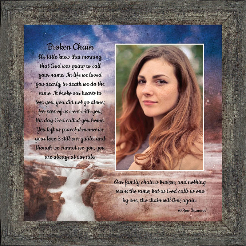Sympathy Gift in Memory of Loved One, Memorial Picture Frames for Loss of Loved One, Memorial Grieving Gifts, Condolence Card, Bereavement Gifts for Loss of Mother, Father, Broken Chain Frame, 6382BW Home & Garden > Decor > Picture Frames Crossroads Home Décor   