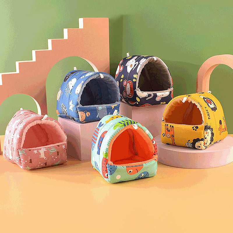 Hamster Nest Warm Cotton Nest Comfortable Large Hideout - Washable Guinea Pig Cage Accessories for Guinea Pigs, Chinchillas, Hamsters, Hedgehogs Small Animal Bed Cage Accessories Rose Red Strawberry S Animals & Pet Supplies > Pet Supplies > Bird Supplies > Bird Cages & Stands AOKID   