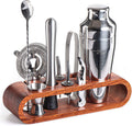Mixology Bartender Kit: 10-Piece Bar Tool Set with Stylish Bamboo Stand | Perfect Home Bartending Kit and Martini Cocktail Shaker Set for an Awesome Drink Mixing Experience | Cool Gifts (Silver) Home & Garden > Kitchen & Dining > Barware Mixology & Craft Silver Mahogany Stand 
