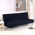 Solid Colour Armless Sofa Bed Cover Polyester Spandex Stretch Futon Slipcover 3 Seater Elastic Full Folding Couch Sofa Cover Fits Folding Sofa Bed without Armrests 80" X 50" in (Gray) Home & Garden > Decor > Chair & Sofa Cushions Homonic Black  