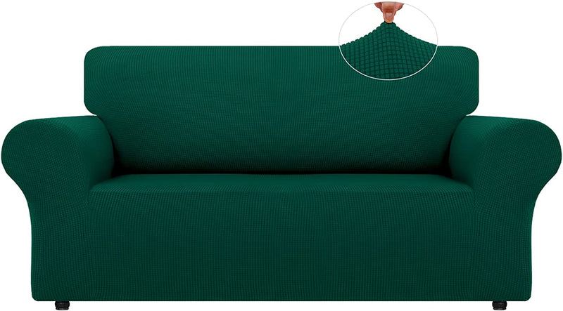 LURKA Stretch Sofa Covers - Spandex Non Slip Couch Sofa Slipcover, Soft with Elastic Bottom for Kids (Dark Green, Large) Home & Garden > Decor > Chair & Sofa Cushions LURKA Dark Green Medium 