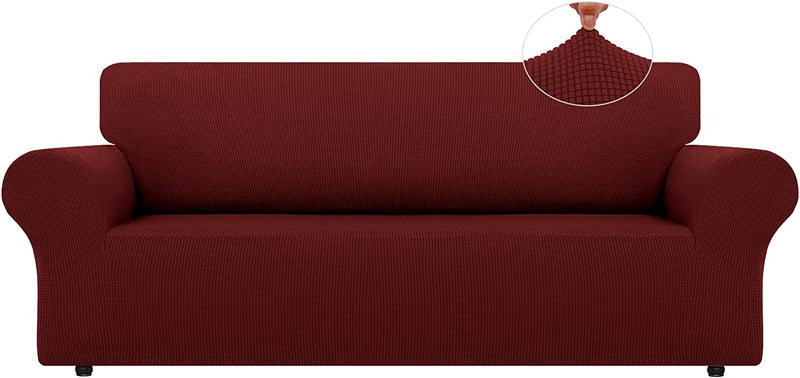 LURKA Stretch Sofa Covers - Spandex Non Slip Couch Sofa Slipcover, Soft with Elastic Bottom for Kids (Dark Green, Large) Home & Garden > Decor > Chair & Sofa Cushions LURKA Dark Red X-Large 