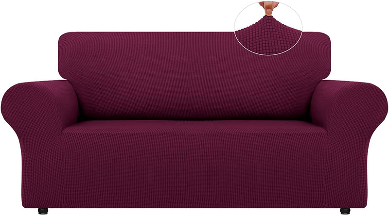 LURKA Stretch Sofa Covers - Spandex Non Slip Couch Sofa Slipcover, Soft with Elastic Bottom for Kids (Dark Green, Large) Home & Garden > Decor > Chair & Sofa Cushions LURKA Wine Medium 