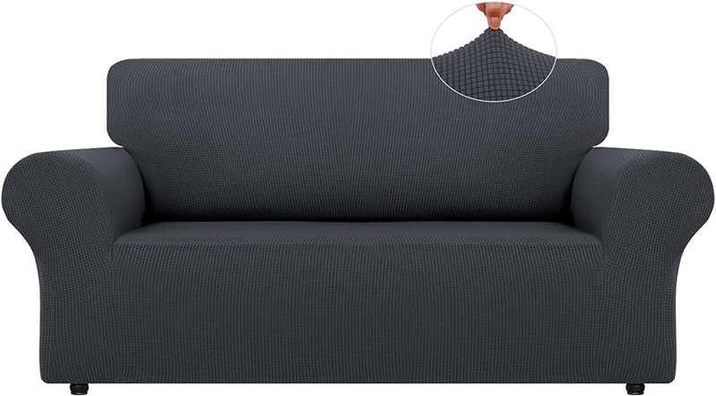 LURKA Stretch Sofa Covers - Spandex Non Slip Couch Sofa Slipcover, Soft with Elastic Bottom for Kids (Dark Green, Large) Home & Garden > Decor > Chair & Sofa Cushions LURKA Dark Grey Medium 
