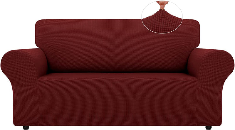 LURKA Stretch Sofa Covers - Spandex Non Slip Couch Sofa Slipcover, Soft with Elastic Bottom for Kids (Dark Green, Large) Home & Garden > Decor > Chair & Sofa Cushions LURKA Dark Red Medium 