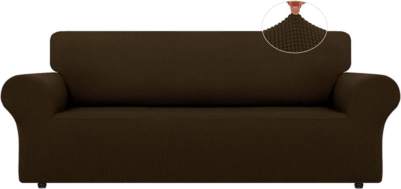 LURKA Stretch Sofa Covers - Spandex Non Slip Couch Sofa Slipcover, Soft with Elastic Bottom for Kids (Dark Green, Large) Home & Garden > Decor > Chair & Sofa Cushions LURKA Brown Large 