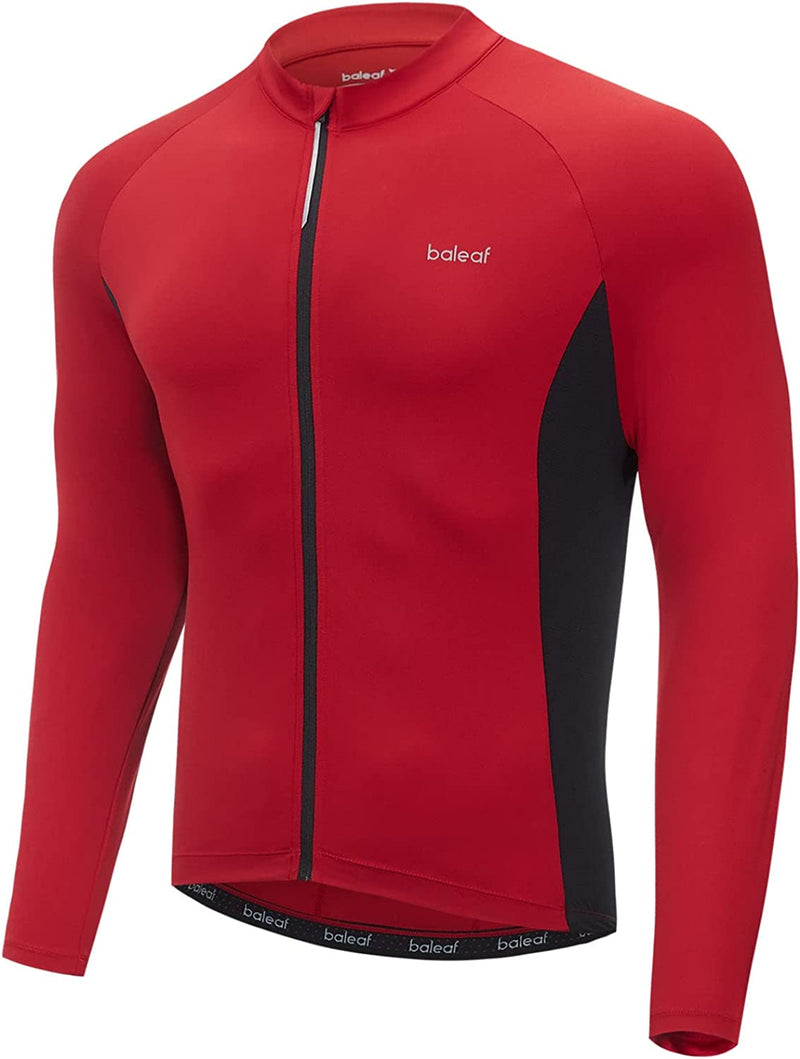 BALEAF Men'S Cycling Jersey Long Sleeve Road Biking Bicycle Gear Mountain Bike Shirts Full Zip Pockets UPF50+ Sporting Goods > Outdoor Recreation > Cycling > Cycling Apparel & Accessories BALEAF 01-red 3X-Large 