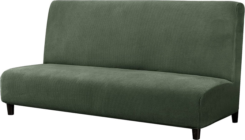 Subrtex Stretch Armless Sofa Slipcover Foldable Futon Cover Sofa Bed Washable Removable Furniture Protector (Celadon) Home & Garden > Decor > Chair & Sofa Cushions SUBRTEX Celadon  