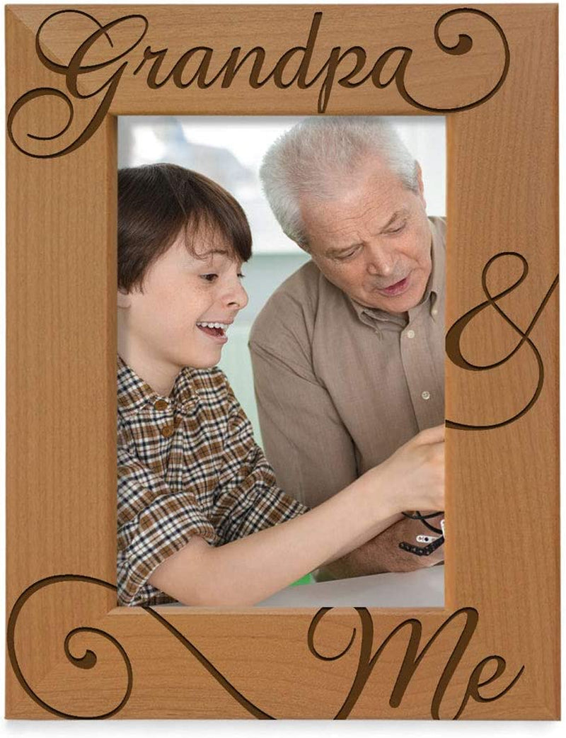 KATE POSH Grandpa and Me Engraved Natural Wood Picture Frame, I Love You Grandpa, Grandparent'S Day, Best Grandpa Ever, Grandfather Gifts, Grandpa & Me, Father'S Day, Christmas (4X6-Vertical) Home & Garden > Decor > Picture Frames KATE POSH 5x7-Vertical  
