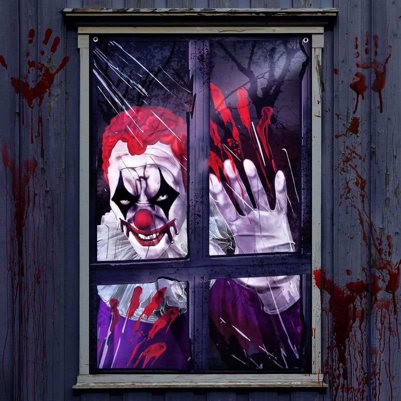 FUN LITTLE TOYS Halloween Female Ghost Curtain, Window Door Cover, Halloween Decoration, Party Decors  FUN LITTLE TOYS Killer Clown  