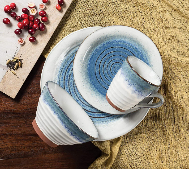 Sango Talia 16-Piece Stoneware Dinnerware Set with round Plates, Bowls, and Mugs, Dusk Blue Home & Garden > Kitchen & Dining > Tableware > Dinnerware Sango   