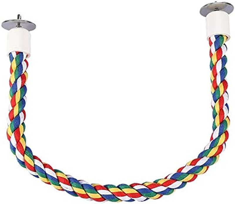 Keersi Colorful Rotate Cotton Rope Bird Perch Stand for Parrot Budgie Parakeet Cockatiel Conure Lovebird Finch Canary Macaw African Grey Cockatoo Eclectus Cage Toy (60Cm/24'')