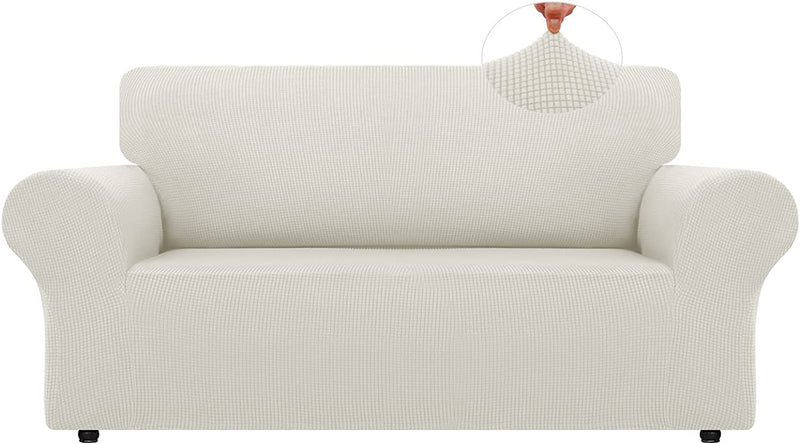LURKA Stretch Sofa Covers - Spandex Non Slip Couch Sofa Slipcover, Soft with Elastic Bottom for Kids (Dark Green, Large) Home & Garden > Decor > Chair & Sofa Cushions LURKA Ivory Medium 
