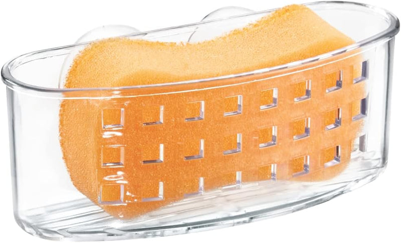 Idesign Sinkworks Kitchen Sink Suction Holder for Sponges, Scrubbers, Soap - Clear Large  Interdesign Suction Basket  