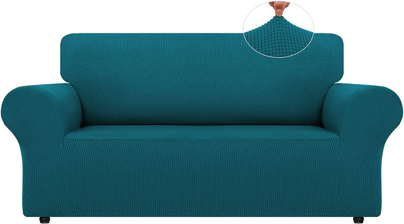 LURKA Stretch Sofa Covers - Spandex Non Slip Couch Sofa Slipcover, Soft with Elastic Bottom for Kids (Dark Green, Large) Home & Garden > Decor > Chair & Sofa Cushions LURKA Peacockblue Medium 