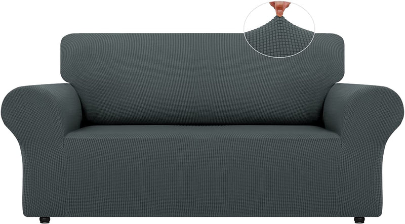 LURKA Stretch Sofa Covers - Spandex Non Slip Couch Sofa Slipcover, Soft with Elastic Bottom for Kids (Dark Green, Large) Home & Garden > Decor > Chair & Sofa Cushions LURKA Grey Medium 
