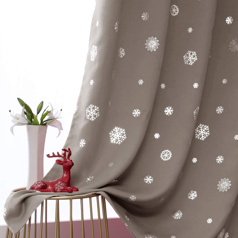 LORDTEX Snowflake Foil Print Christmas Curtains for Living Room and Bedroom - Thermal Insulated Blackout Curtains, Noise Reducing Window Drapes, 52 X 63 Inches Long, Dark Grey, Set of 2 Curtain Panels Home & Garden > Decor > Window Treatments > Curtains & Drapes LORDTEX Khaki 52 x 95 inch 