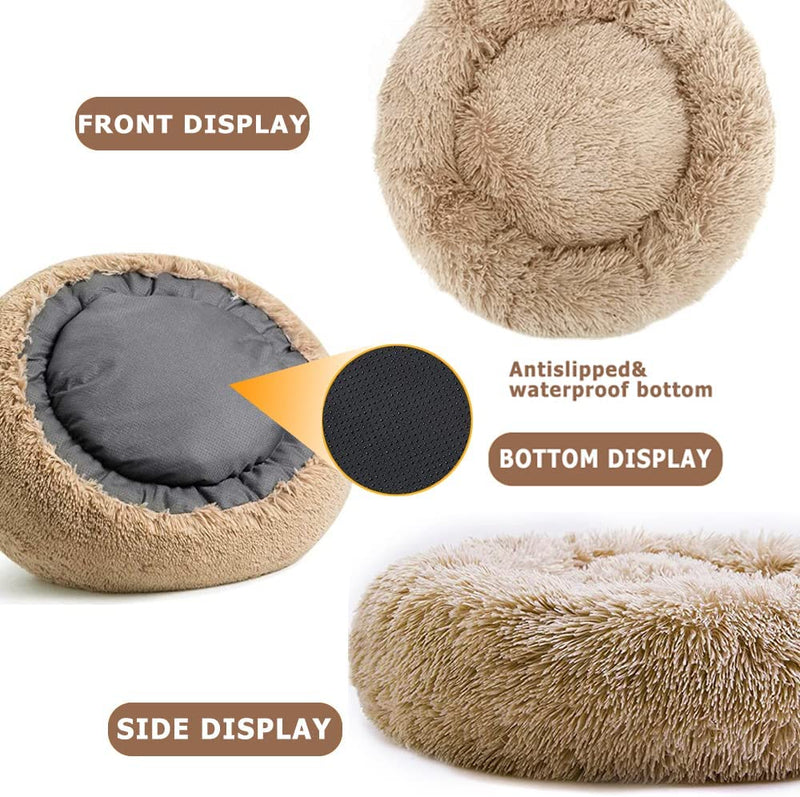Napojoy Cat/Dog Beds for Small Medium Dogs , Calming Cushion round Donut Dog Bed, Anti-Slip Faux Fur Fluffy Cuddler Anxiety Cat Bed Animals & Pet Supplies > Pet Supplies > Bird Supplies > Bird Cage Accessories > Bird Cage Food & Water Dishes napojoy   
