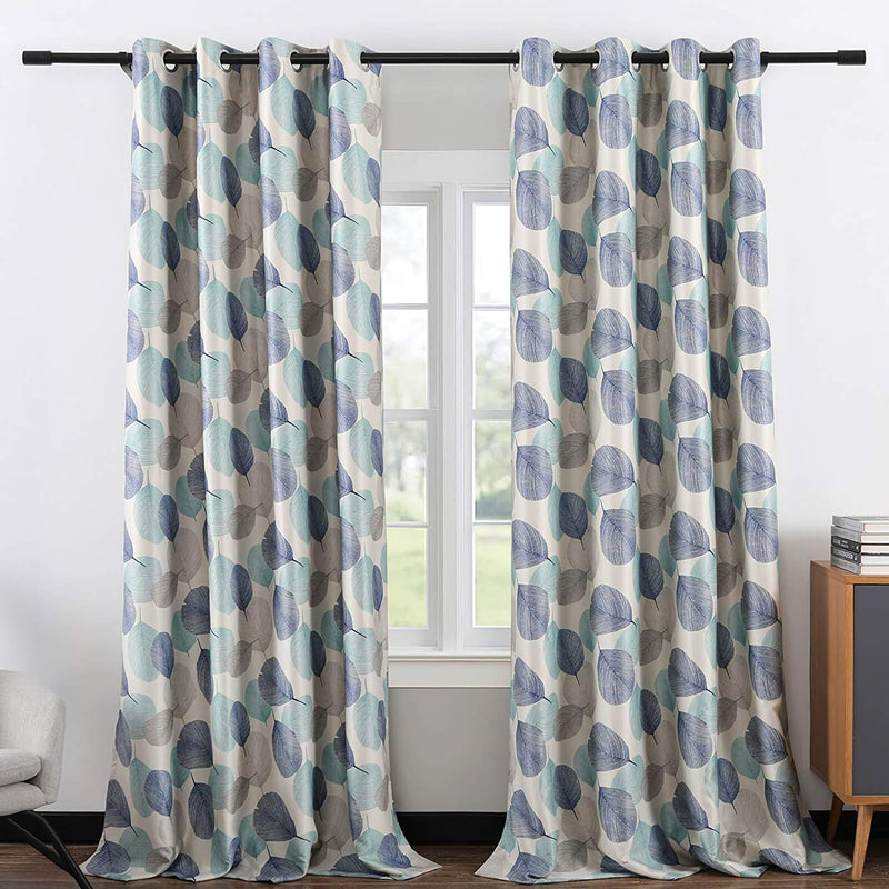 Leeva Blackout Curtains for Bedroom, Vivid Leaves Print Thermal Insulated Window Treatment Room Darkening Curtain Drapes for Living Room Studio, 2 Panels, 52X96, Green Home & Garden > Decor > Window Treatments > Curtains & Drapes Leeva A11 52x84 