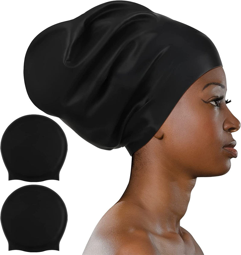 2 Pieces Extra Large Swim Cap for Africa Women Braids and Dreadlocks Large Silicone Swim Cap for Long Thick Curly Hair Dreadlocks Braids Weaves Women, Men, Kids Swim Cap Sporting Goods > Outdoor Recreation > Boating & Water Sports > Swimming > Swim Caps Chuarry   