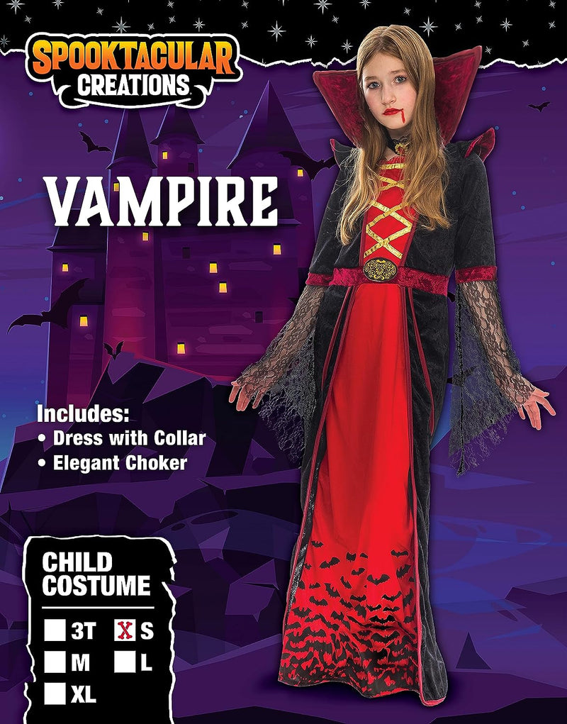 Spooktacular Creations Royal Vampire Costume for Girls Deluxe Set Halloween Gothic Victorian Vampiress Queen Dress up Party  Joyin Inc   