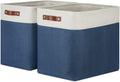 DULLEMELO Storage Bins 16"X12"X12" with Leather Handles for Organizing,Decorative Collapsible Storage Baskets for Shelves Closet Home Office (Black&Grey) Home & Garden > Household Supplies > Storage & Organization DULLEMELO White&Blue Large-17"x12"x15" 