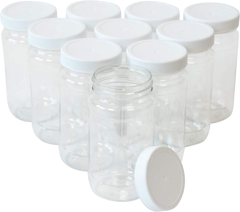 CSBD 32 Oz Clear Plastic Mason Jars with Ribbed Liner Screw on Lids, Wide Mouth, ECO, BPA Free, PET Plastic, Made in USA, Bulk Storage Containers, 4 Pack (32 Ounces) Home & Garden > Decor > Decorative Jars CSBD 10 8 Ounces 