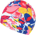 Ewanda Store Colorful Pleated Nylon Cloth Swim Cap Large Swimming Cap Hot Spring Bathing Caps for Adult Men Women Long Hair Sporting Goods > Outdoor Recreation > Boating & Water Sports > Swimming > Swim Caps Ewanda store Hot Pink Flower  