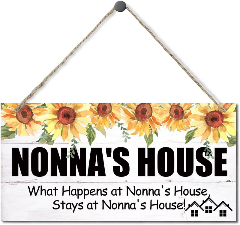 Vintage Style Sign, Nonna'S House What Happens at Nonna'S House, Stays at Nonna'S House, Hanging Wood Sign Home Decorative, Printed Wood Wall Art Sign, Gift for Grandma 12X6 In  EDCTO   