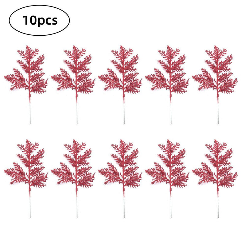 Jirongben 10Pcs New Simulation Plant Pine Branches and Leaves Christmas Decoration Supplies Christmas Tree Accessories,Gold Home & Garden > Decor > Seasonal & Holiday Decorations& Garden > Decor > Seasonal & Holiday Decorations JiRongBen Red  