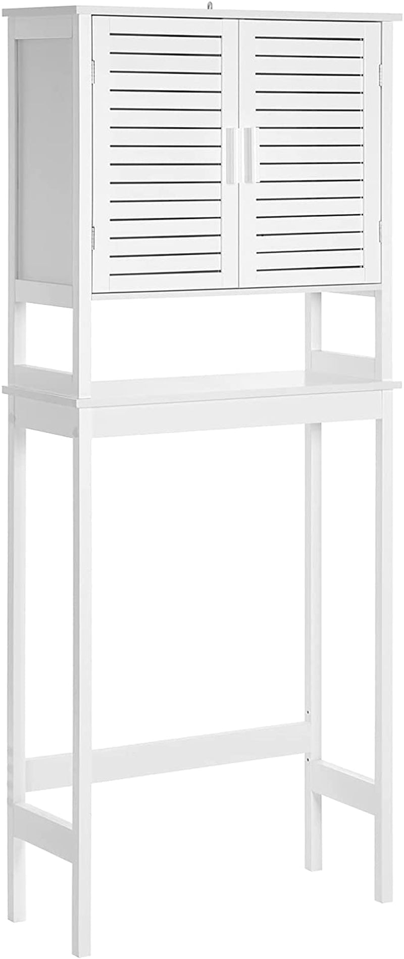 SONGMICS Over-The-Toilet Storage, Bathroom Cabinet with Adjustable inside Shelf and Bottom Stabilizer Bar, Space-Saving Toilet Rack, Natural UBTS010N01 Home & Garden > Household Supplies > Storage & Organization SONGMICS White  