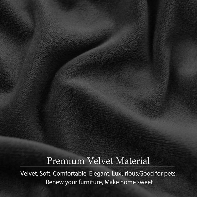 MILARAN Velvet Sofa Slipcover Soft Stretch Couch Cover 4-Piece High Spandex Furniture Protector for Living Room(Black,Large) Home & Garden > Decor > Chair & Sofa Cushions MILARAN   