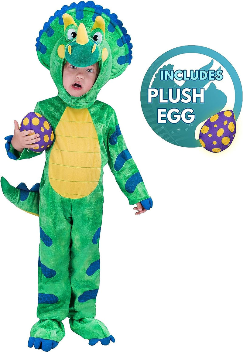 Spooktacular Creations Green Triceratops Dinosaur Costume with Toy Egg for Kid Halloween Dress up Dino Themed Pretend Party (3T (3-4 Yrs))  Joyin Inc   