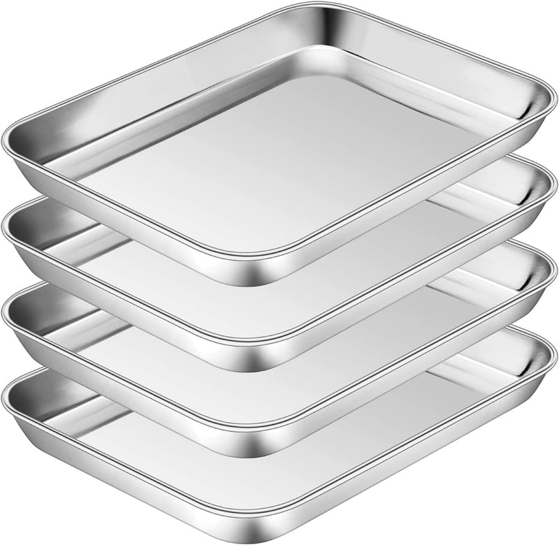 P&P CHEF Baking Cookie Sheet Set of 2, Stainless Steel Baking Sheets Pan Oven Tray, Rectangle 16”X12”X1”, Non Toxic & Durable Use, Mirror Finished & Easy Clean Home & Garden > Kitchen & Dining > Cookware & Bakeware P&P CHEF 4 10.5 x 8 inch 