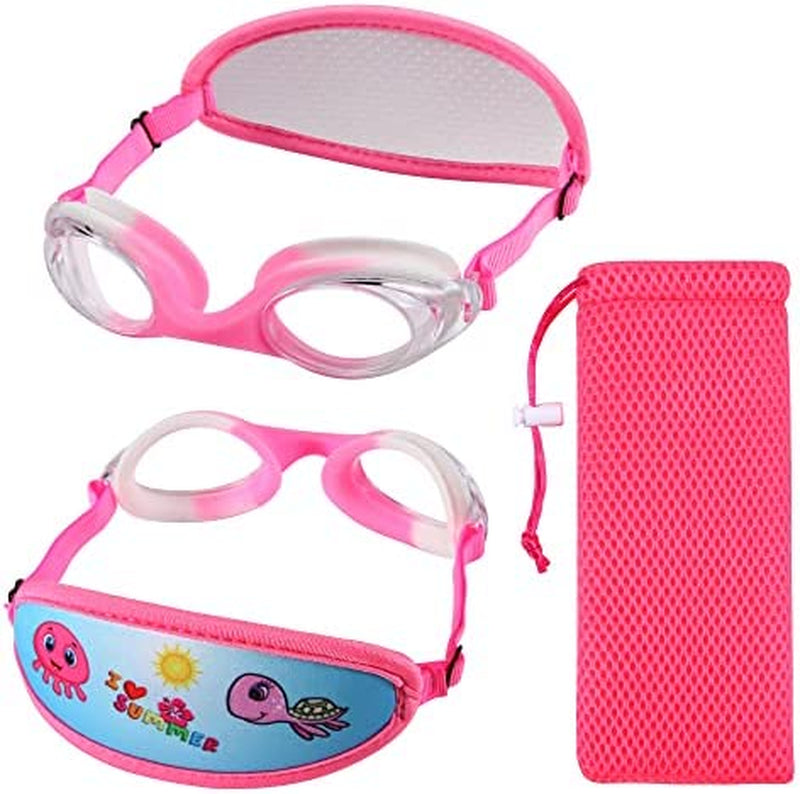 RUIGAO Kids Swim Goggles Age 3-8, Toddler Goggles No Hair Pull, Kids Goggles Elastic Strap，Swimming Goggles Fabric Head Band