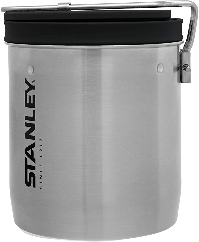 Stanley Adventure Camp Cook Set - 24Oz Kettle with 2 Ceramic Cups - Stainless Steel Camping Cookware with Vented Lids & Foldable + Locking Handle - Lightweight Cook Pot for Backpacking/Hiking/Camping