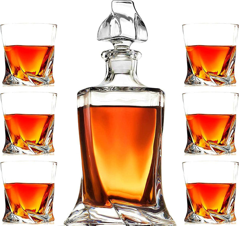 Premium Crystal Whiskey Glasses Set of 6, Large Lead-Free Crystal Glass, Tasting Cups Scotch Glasses, Old Fashioned Glass, Tumblers for Drinking Irish Whisky, Bourbon, Tequila (Leaves, 10.5 Oz) Home & Garden > Kitchen & Dining > Tableware > Drinkware First to act tactical 7 Twist, 1 Decanter & 6 Glasses Set 