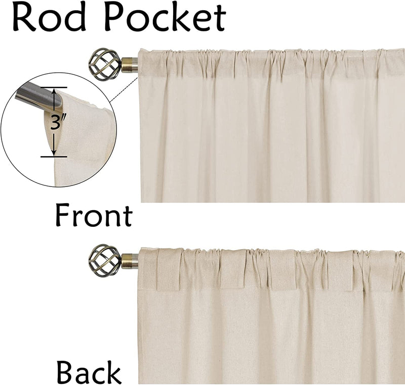 Cotton Linen Farmhouse Curtains Boho Rustic Button Curtains Natural and Dark Grey Stripe Color Block Curtain Rod Pocket & Back Tab Window Drapes for Bedroom Living Room(52 X 84 Inch, 2 Panels) Home & Garden > Decor > Window Treatments > Curtains & Drapes BLEUM CADE   