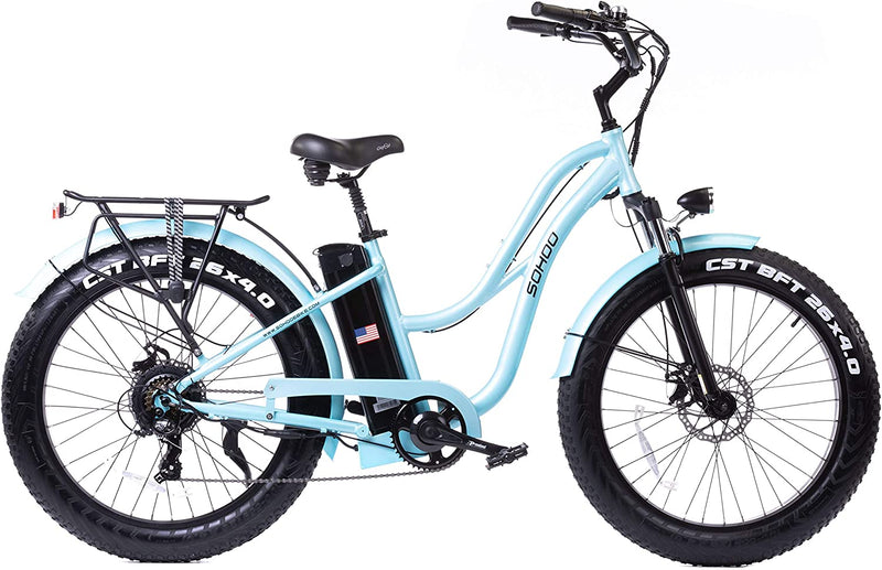 SOHOO 48V 750W 16Ah 26" X4.0 Fat Tire Beach Cruiser Electric Bicycle City E-Bike Mountain Bike(Fit 5Ft 9In to 6Ft 8In)
