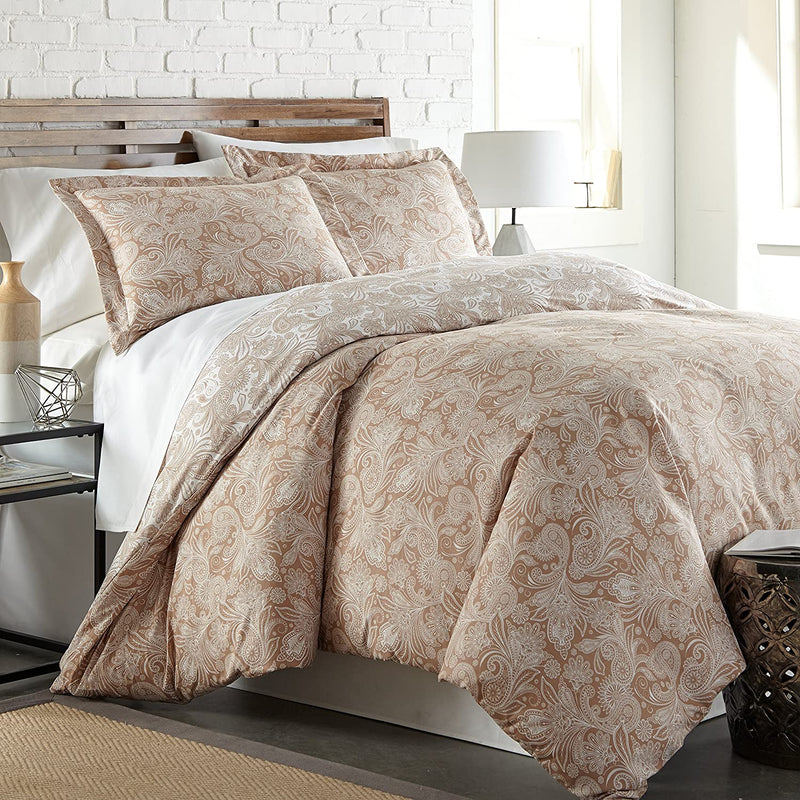 Southshore Fine Living, Inc. Oversized Comforter Bedding Set down Alternative All-Season Warmth, Soft Cozy Farmhouse Bedspread 3-Piece with Two Matching Shams, Infinity Blue, King / California King Home & Garden > Linens & Bedding > Bedding Southshore Fine Linens Paisley Taupe Twin / Twin XL 